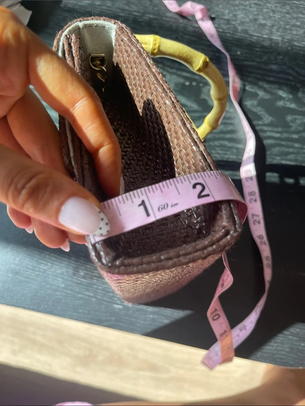 Tommy Bahama Brown Woven Satchel with Bamboo Handle